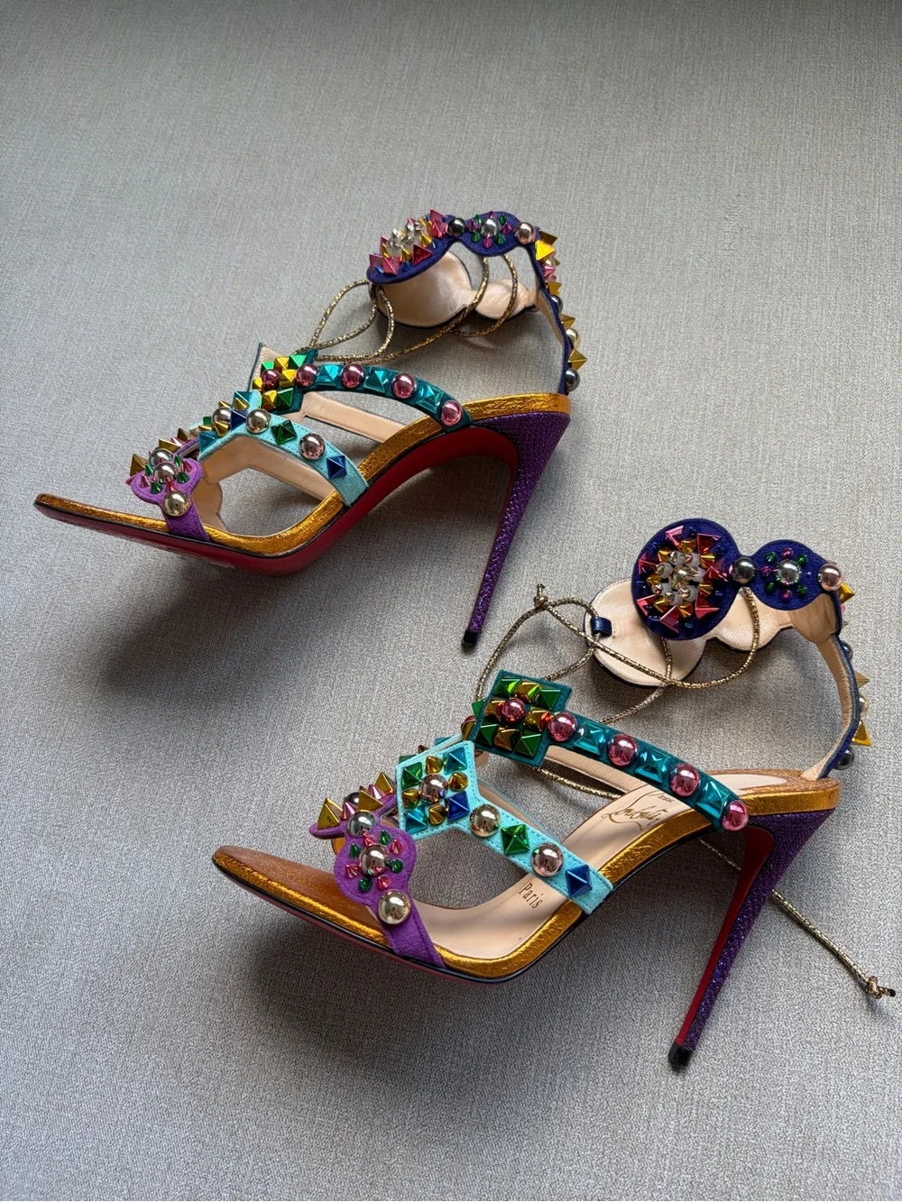 Christian Louboutin Multicolored Jeweled Stiletto Sandals